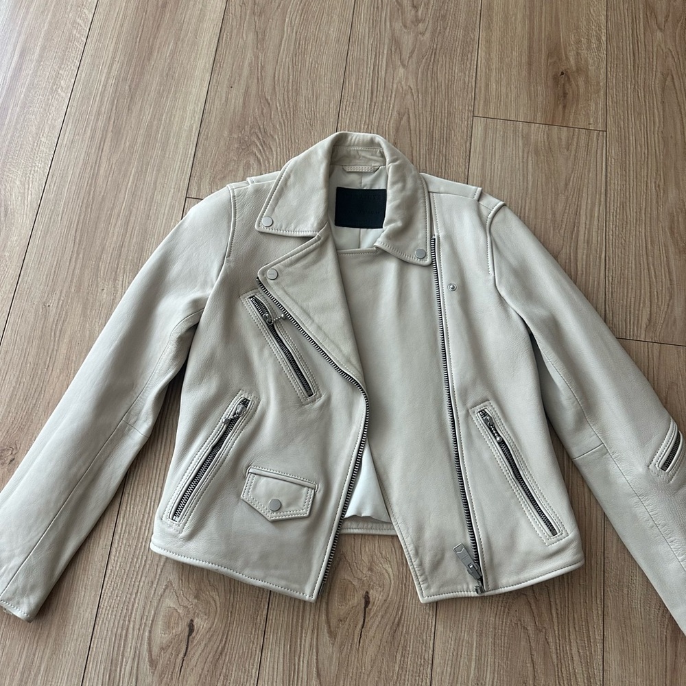 All Saints Beige Leather Jacket